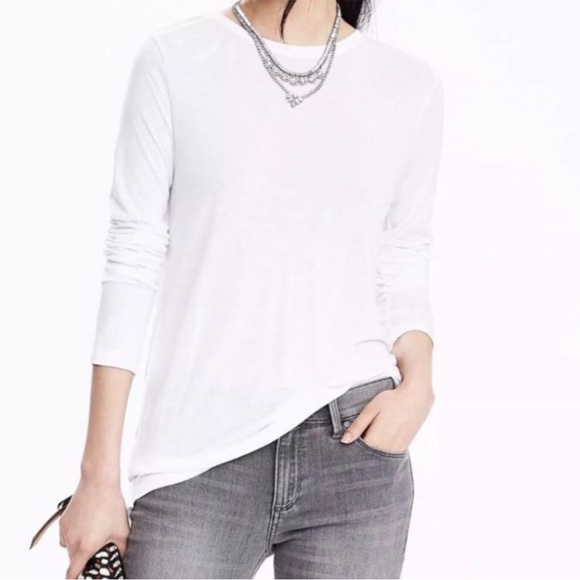 *NWOT* Banana Republic Long Sleeve Open Twist Back Top, Gray Marl - Picture 2 of 10